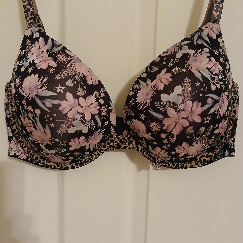 Victoria's Secret Floral Leopard Print Underwire Push Up Bra NWT